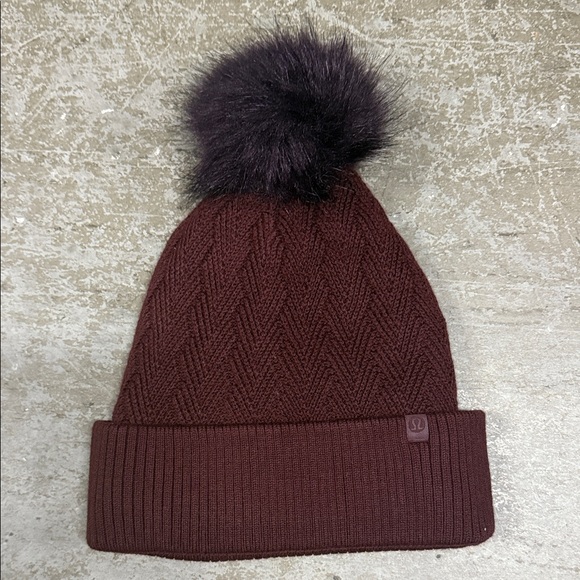 lululemon athletica Accessories - Lululemon Athletica Maroon Knit Beanie with Pom-Pom